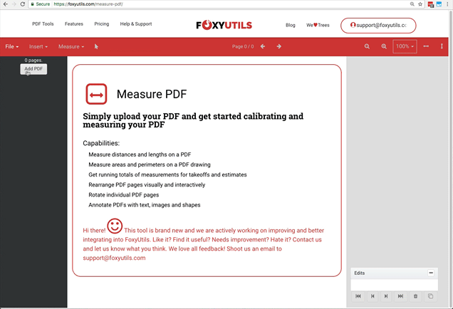 Uploading a PDF drawing to measure