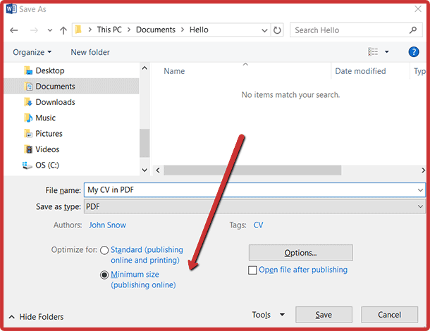 Optimize PDF from Microsoft Word